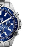 Buy Shop Fossil Garrett Chronograph Blue Dial Silver Steel Strap Watch for Men - FS5623 USA Online