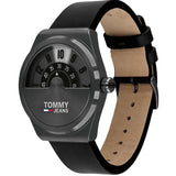 Buy Shop Tommy Hilfiger Monogram Pop Quartz Black Dial Black Leather Strap Watch For Men - 1791773 USA Online