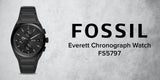 Buy Shop Fossil Everett Chronograph Black Dial Black Steel Strap Watch for Men - FS5797 USA Online