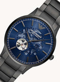 Emporio Armani Renato Automatic Blue Dial Grey Steel Strap Watch For Men - AR60056