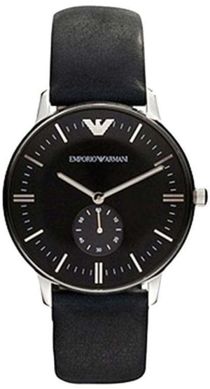 Buy Shop Emporio Armani Gianni Quartz Black Dial Black Leather Strap Watch For Men - AR0382 USA Online