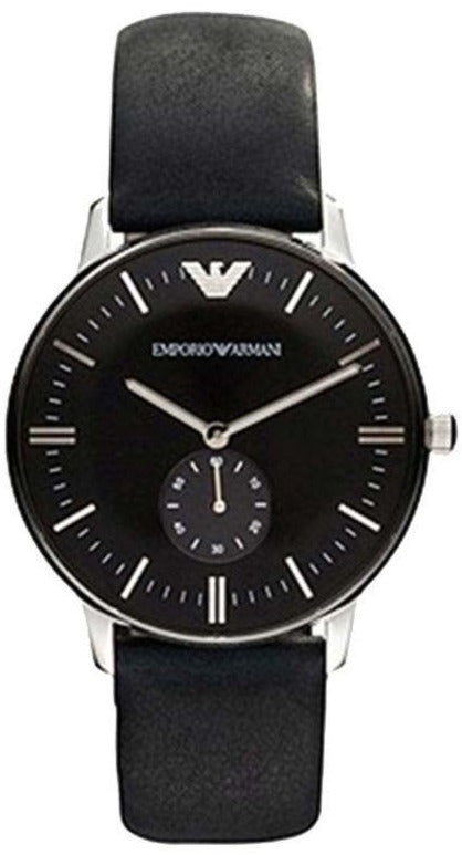 Buy Shop Emporio Armani Gianni Quartz Black Dial Black Leather Strap Watch For Men - AR0382 USA Online