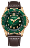 Buy Shop Citizen Mechanical Automatic Green Dial Brown Leather Strap Watch for Men - NJ0173-18X USA Online