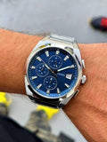 Buy Shop Fossil Everett Chronograph Blue Dial Silver Steel Strap Watch for Men - FS5795 USA Online