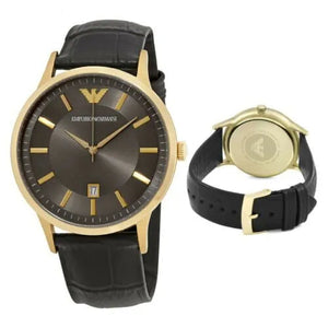 Buy Shop Emporio Armani Renato Quartz Grey Dial Black Leather Strap Watch For Men - AR11049 USA Online