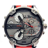 Diesel Mr Daddy 2.0 Chronograph Grey Dial Red Rubber Strap Watch For Men - DZ7423