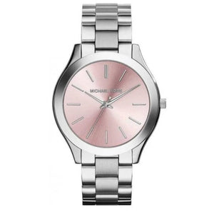 Buy Shop Michael Kors Slim Runway Quartz Pink Dial Silver Steel Strap Watch For Women - MK3380 USA Online