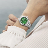 Buy Shop Tag Heuer Aquaracer Diamonds Emerald Green Dial Silver Steel Strap Watch for Women - WBD1316.BA0740 USA Online