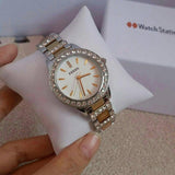 Buy Shop Fossil Jesse Crystals White Dial Two Tone Steel Strap Watch for Women - ES2409 USA Online
