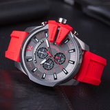 Buy Shop Diesel Mega Chief Chronograph Black Dial Red Silicone Strap Watch For Men - DZ4427 USA Online