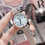 Buy Shop Emporio Armani Gianni T Bar Silver Dial Rose Gold Mesh Bracelet Watch For Women - AR1956 USA Online
