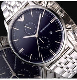Buy Shop Emporio Armani Gianni Chronograph Blue Dial Silver Steel Strap Watch For Men - AR1648 USA Online