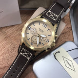 Buy Shop Fossil Nate Chronograph Gold Dial Brown Leather Strap Watch for Men - JR1495 USA Online