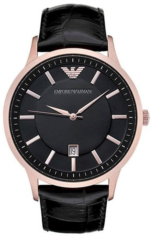 Buy Shop Emporio Armani Classic Black Dial Black Leather Strap Watch For Women - AR9022 USA Online