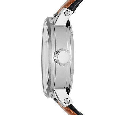 Buy Shop Fossil Boyfriend Automatic Skeleton Silver Dial Brown Leather Strap Watch for Women - ME3109 USA Online