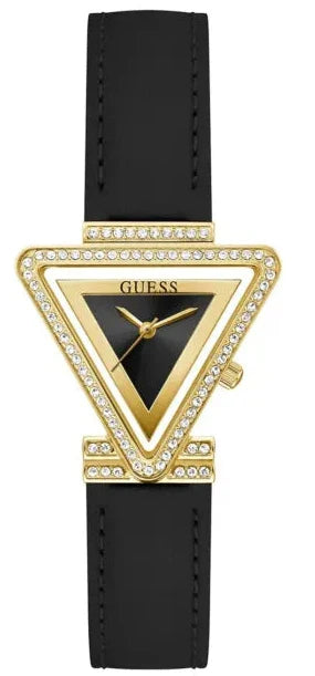 Buy Shop Guess Fame Quartz Black Dial Black Leather Strap Watch For Women - GW0504L5 USA Online