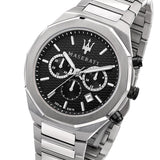 Buy Shop Maserati Stile Chronograph Black Dial Silver Steel Strap Watch For Men - R8873642004 USA Online