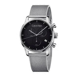 Calvin Klein City Chronograph Black Dial Silver Mesh Bracelet Watch for Men - K2G27121