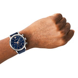 Buy Shop Emporio Armani Luigi Chronograph Blue Dial Blue Leather Strap Watch For Men - AR11451 USA Online