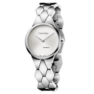 Buy Shop Calvin Klein Snake Silver Dial Silver Steel Strap Watch For Women - K6E23146 USA Online