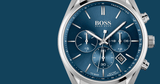 Buy Shop Hugo Boss Dapper Chronograph Blue Dial Silver Steel Strap Watch For Men - 1513927 USA Online