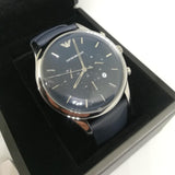 Buy Shop Emporio Armani Lambda Chronograph Blue Dial Blue Leather Strap Watch For Men - AR11018 USA Online