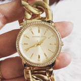 Buy Shop Michael Kors Nini Three Hand Gold Dial Gold Steel Strap Watch For Women - MK3235 USA Online