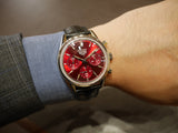 Buy Shop Tag Heuer Carrera Automatic Chronograph Red Dial Black Leather Strap Watch for Men - CBK221G.FC6479 USA Online