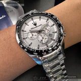 Buy Shop Maserati Traguardo Chronograph Silver Dial Silver Steel Strap Watch For Men - R8873612049 USA Online