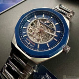 Buy Shop Maserati Stile Automatic Skeleton Silver Dial Silver Steel Strap Watch For Men - R8823142004 USA Online