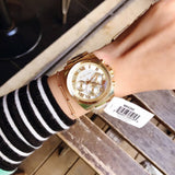 Buy Shop Michael Kors Brecken Chronograph Gold Dial Gold Steel Strap Watch For Women - MK6366 USA Online