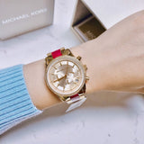 Buy Shop Michael Kors Ritz Chronograph Gold Dial Two Tone Steel Strap Watch For Women - MK6517 USA Online