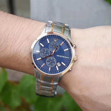 Buy Shop Emporio Armani Renato Chronograph Blue Dial Two Tone Steel Strap Watch For Men - AR80025 USA Online