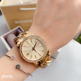 Buy Shop Michael Kors Nini Three Hand Gold Dial Gold Steel Strap Watch For Women - MK3235 USA Online
