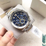 Buy Shop Michael Kors Brecken Chronograph Blue Dial Two Tone Steel Strap Watch For Men - MK8437 USA Online