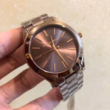 Buy Shop Michael Kors Runway Quartz Brown Dial Brown Steel Strap Watch For Women - MK3418 USA Online