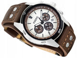 Fossil Coachman Chronograph Silver Dial Brown Leather Strap Watch for Men - CH2565