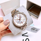 Buy Shop Michael Kors Sofie Chronograph Quartz White Dial Two Tone Steel Strap Watch For Women - MK6558 USA Online