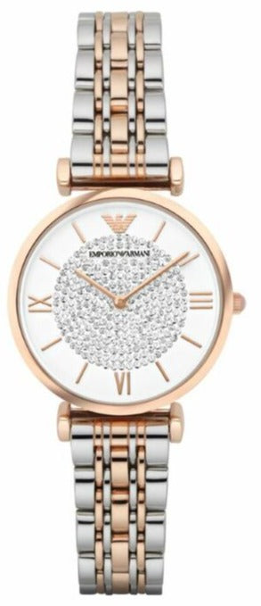 Buy Shop Emporio Armani Gianni T Bar White Dial Two Tone Steel Strap Watch For Women - AR1926 USA Online