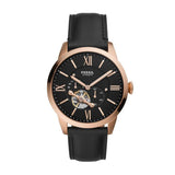 Buy Shop Fossil Townsman Automatic Black Dial Black Leather Strap Watch for Men - ME3170 USA Online
