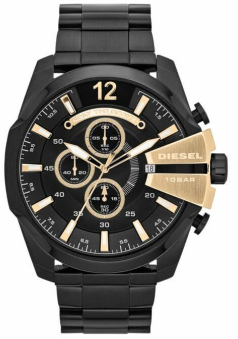Buy Shop Diesel Mega Chief Chronograph Black Dial Black Steel Strap Watch For Men - DZ4338 USA Online