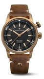 Maurice Lacroix Pontos S Diver Automatic Black Dial Brown Leather Strap Watch For Men - PT6248-BRZ01-330-2