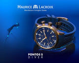 Maurice Lacroix Pontos Divers Limited Edition Blue Dial Blue Leather Strap Watch For Men - PT6248-BRZ0B-430-4