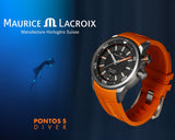 Maurice Lacroix Pontos S Diver Black Dial Orange Rubber Strap Watch For Men - PT6248-SS00L-330-J