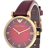 Buy Shop Emporio Armani Gianni T Bar Burgundy Dial Burgundy Leather Strap Watch For Women - AR1757 USA Online