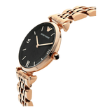 Buy Shop Emporio Armani Gianni T-Bar Black Dial Rose Gold Strap Watch For Women - AR11145 USA Online