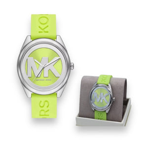 Buy Shop Michael Kors Janelle Three Hand Neon Green Dial Neon Green Rubber Strap Watch For Women - MK7351 USA Online