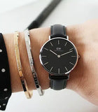 Buy Shop Daniel Wellington Classic Petite Sheffield Black Dial Black Leather Strap Watch For Women - DW00100236 USA Online