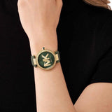 Buy Shop Michael Kors Parker Green Dial Green Leather Strap Watch For Women - MK4724 USA Online