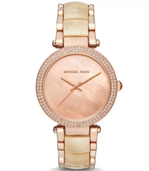 Buy Shop Michael Kors Parker Mother of Pearl Pink Dial Two Tone Steel Strap Watch for Women - MK6402 USA Online